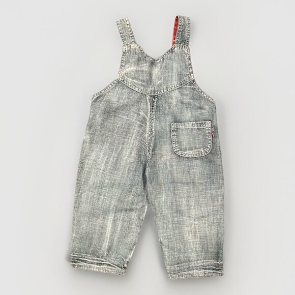 Denim Overalls Car Motif Toddler Size 2T Michelin Jaquar Odafon Shell Flannel - Picture 10 of 11